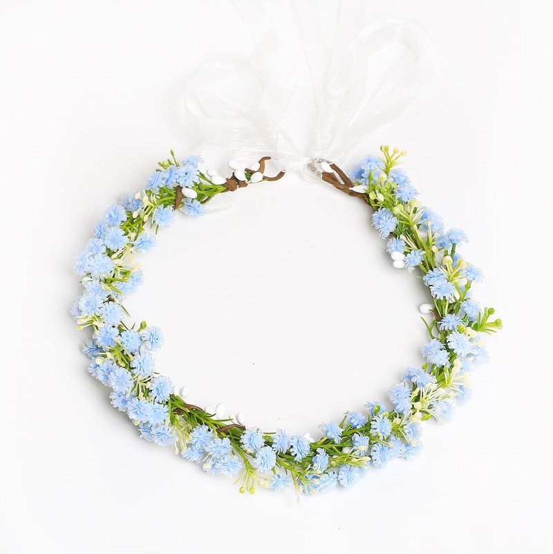 Yili Maizi Floral Crown Women Girls Blue Flower Crown Artificial Floral Headband Headpieces Headband Hair Wreath Accessories Photo Prop