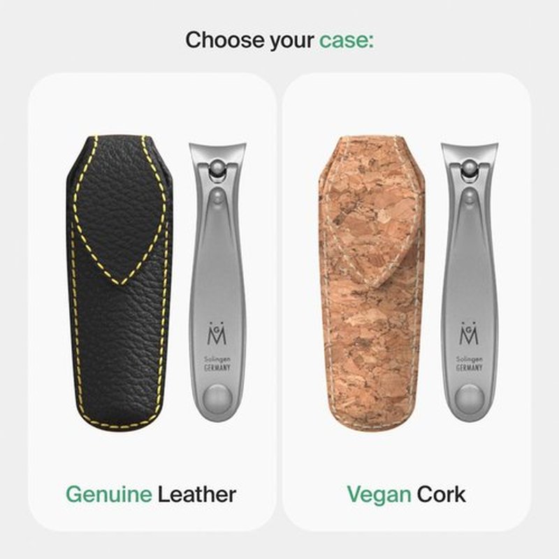 GERMANIKURE Professional Large Nail Clipper (8 cm) - FINOX Surgical Stainless Steel Manicure and Pedicure Tools in Leather Case- Ethically Made in Solingen Germany - 4712 - Travel Size Nail Care