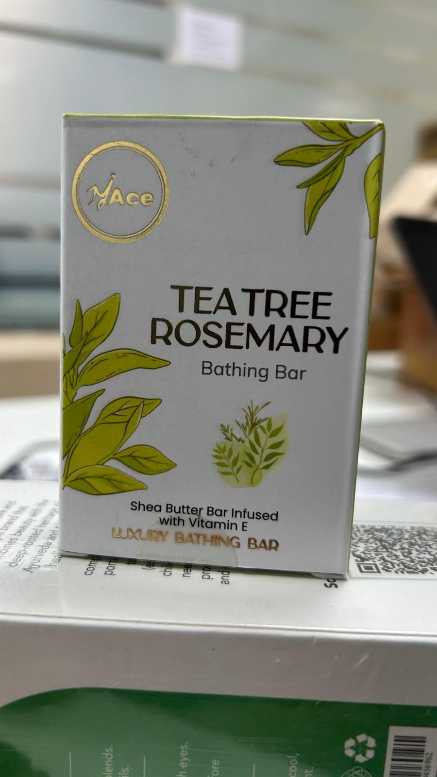 MY ACE Tea Tree & Rosemary Bathing Bar Soap for Men & Women - Handmade with Essential Oil, Coconut Oil, Shea Butter & Vitamin E for Skin Cleansing, Moisturizing - SLES Free - For Face, Hair, Body Wash