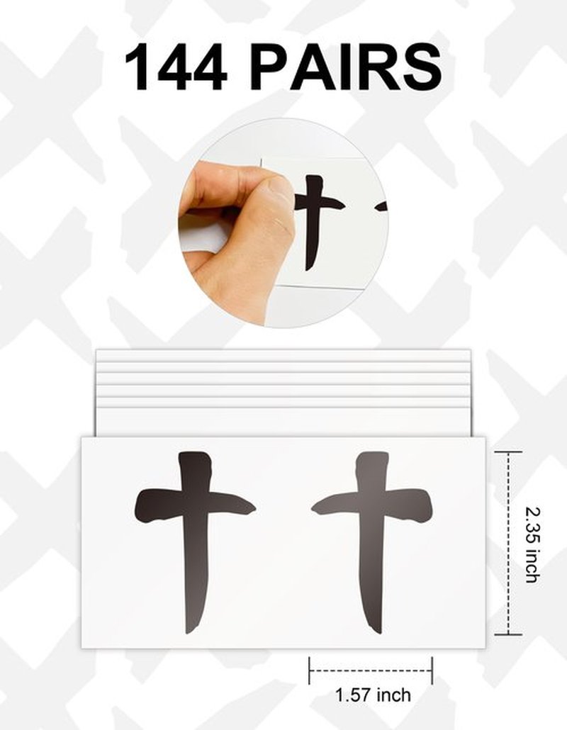 144 Pairs Eye Black Stickers, Sports Face Cross Eyeblack Sticker for Baseball Football Softball Themed Party Birthday Party Supplies