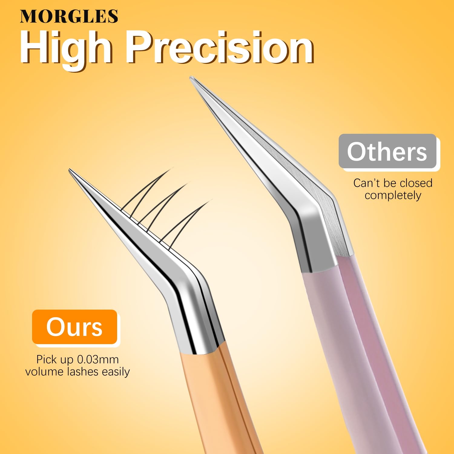 MORGLES High Precision Lash Tweezers Set, 5 in 1 Eyelash Extension Tweezers