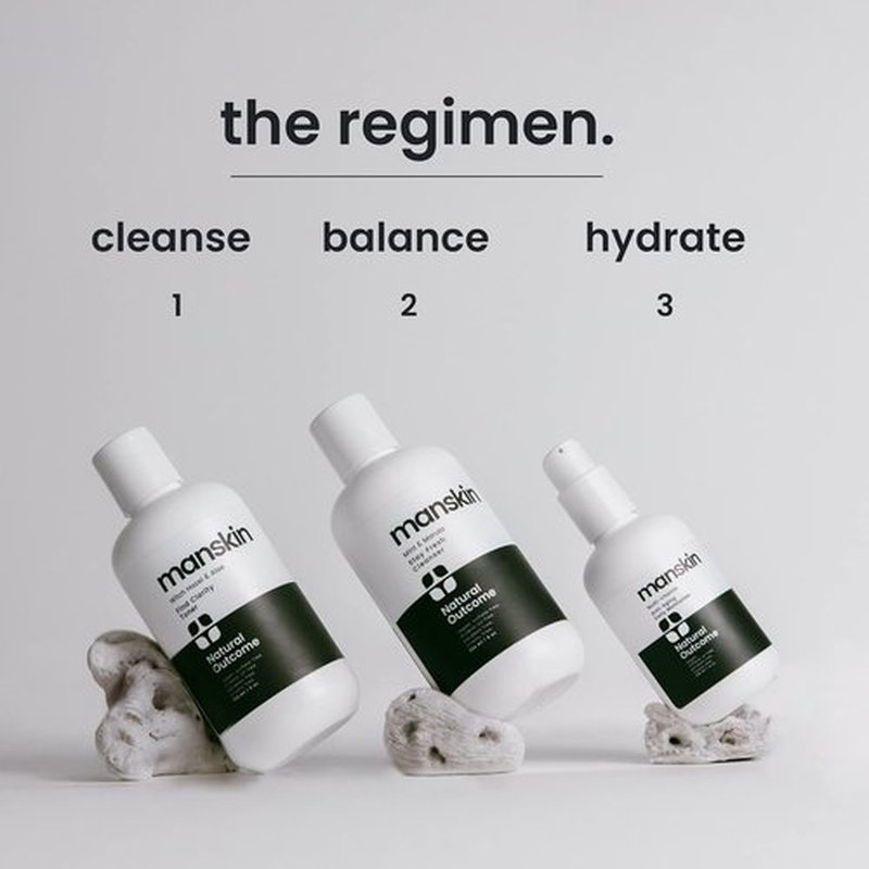 Natural Outcome Men's Skin Care Kit - Anti-Aging 3-Step Facial Regimen with Cleanser, Toner & Moisturizer