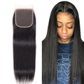 5X5 HD Lace Closure Human Hair Straight Transparent Lace Closure Pre Plucked with Baby Hair Bleached Knots 100% Unprocessed Brazilian Virgin Human Hair Closure Free Part Only 5X5 Closure 12 Inch