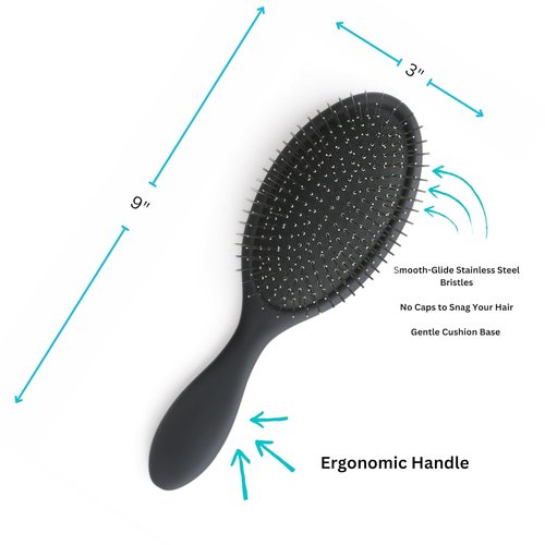 Skiennix Professional Wet & Dry Detangling Hair Brush - Smooth Steel Bristles for All Hair Types | Scalp Massage Design