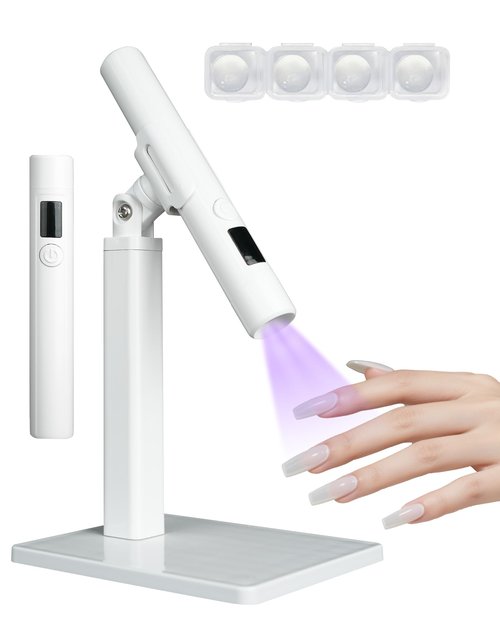 Mini UV Light for Nails，Handheld LED Flash Cure Lamp for Gel X Polish, Portable Uv Pen Light for Single Finger,Nail Curing Lamp with Stand for Starter Salon DIY or Home Manicure (White) (white, Mini)