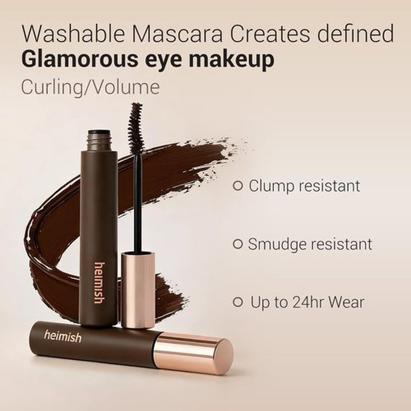 HEIMISH Dailism Smudge Stop Mascara - Volumizing, Lengthening, Waterproof, Non-Clumping | 0.32oz/9g - Brown