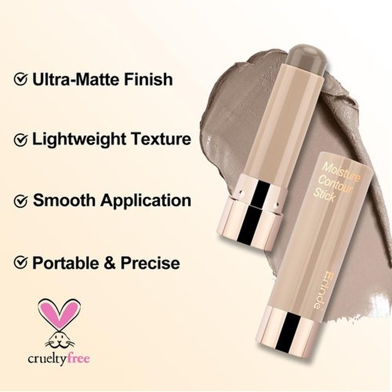 Erinde Cool Toned Contour Stick for Fair Skin, Large Capacity Grey Brown Cream Contour Makeup Stick, Smooth Blendable Matte Bronzer, Waterproof & Long Lasting Face Shaping Nose Contouring Sticks