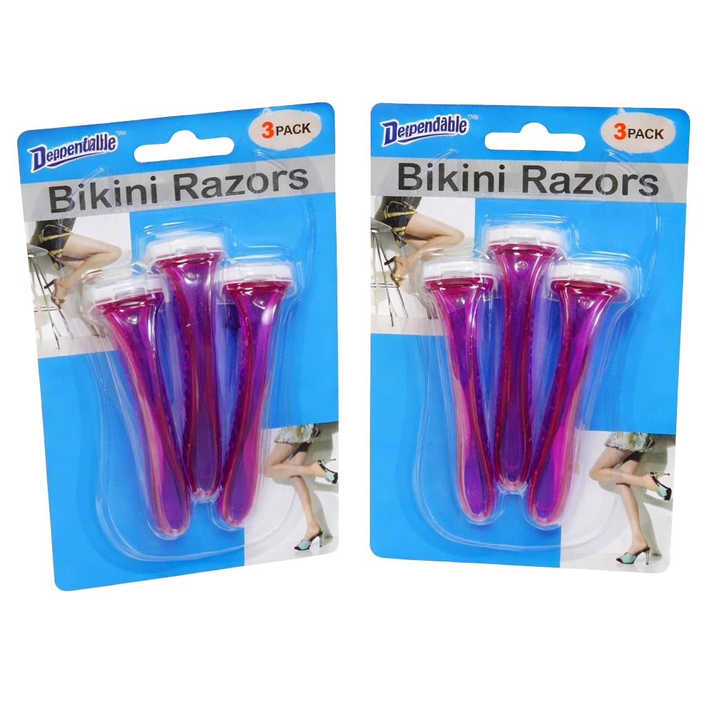2 Packs Bikini Razors – Total 6 Pieces – Reusable Disposable Shavers for Women’s Bikini Area – Ideal for Brazilian Shave, Pubic Hair, Underarms, and Body Grooming