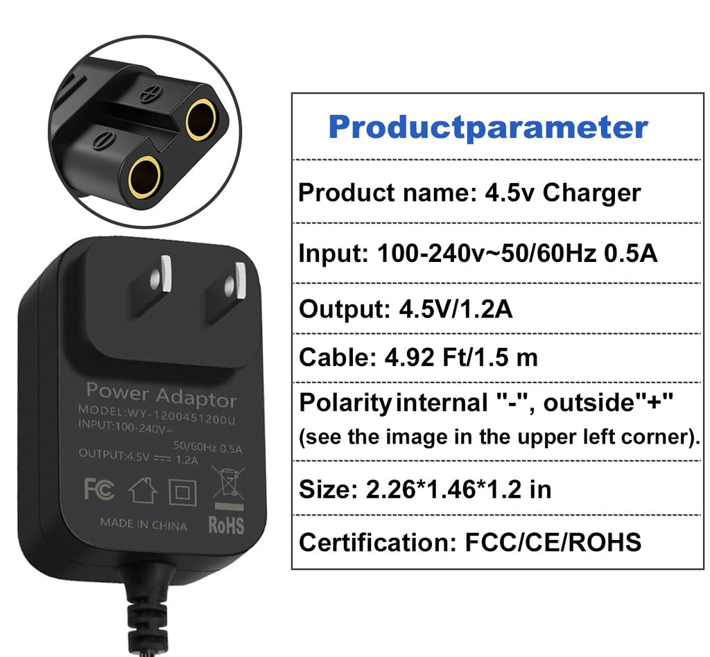 CHENXRN 4.5V Charger Fit for BaBylissPRO Clipper FX870 FX820 FX825, Trimmer FX787 FX788 FX726, Massager FX SSM Replacement Power Cord 4.92FT