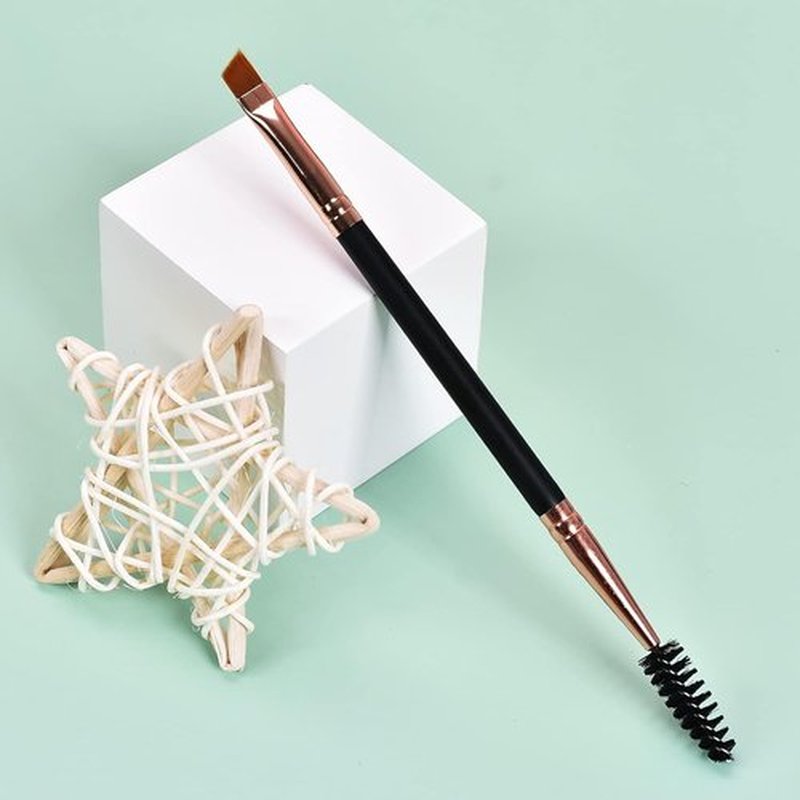 Skiennix Duo Eyebrow Brush Set - Spoolie & Angled Brow Brushes for Perfect Eye Makeup | 5pcs, Black