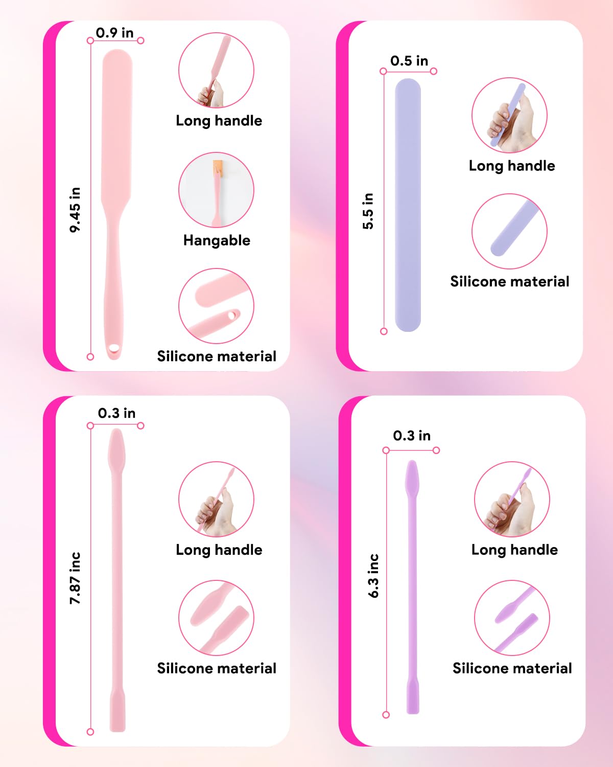 Lady Up 16-Pack Wax Spatulas Waxing Applicators, Non-Stick Silicone Sticks for Hair Removal, Body Face Hard Wax, Large Reusable Scrapers for Home & Salon Use