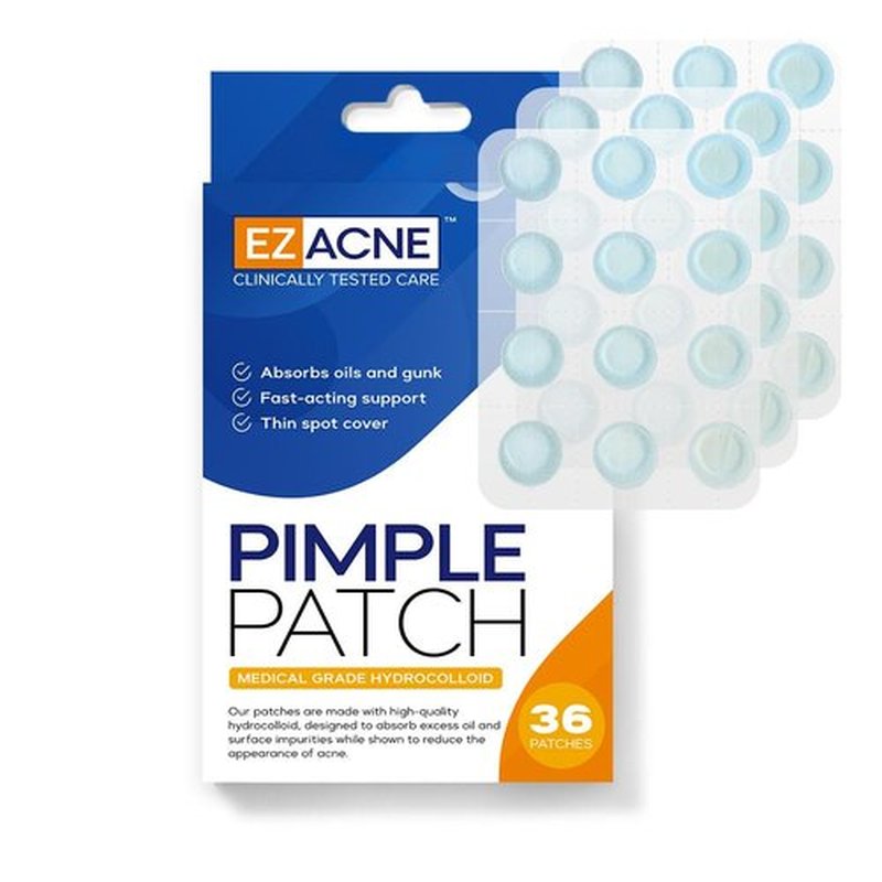 EZACNE™ Pimple Patches for Face - Thin Hydrocolloid Acne Patches for Zits and Blemishes, Spot Treatment Stickers for Face and Skin, Tapered Edges to Blend Into Skin (36 Count)
