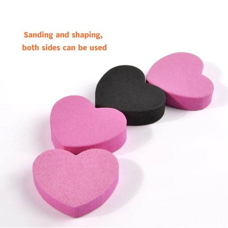 50PCS Heart Shape Nail File Double-Sided Sponge Nail File Sponge Nail Buffers for Acrylic Nails,Manicure Tool
