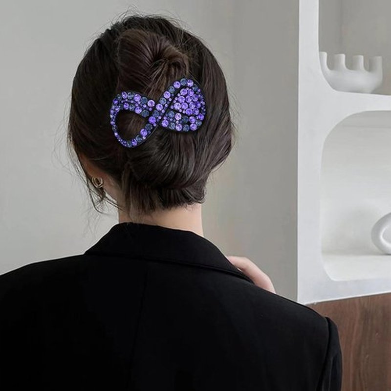 6 Pcs Rhinestone French Concord Flat Hair Clips, 3.74 Inch Curved Hair Claw Alligator Hair Clips Volume Strong Hold Banana Barrettes Hair Clamps Jaw Clips for Women