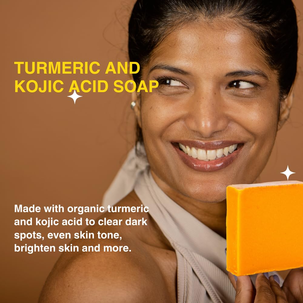 Ammoya Naturals Turmeric Skin Cleansing Soap - Natural Glow Face & Body Cleanser for Acne, Dark Spots & Scars, Gentle for All Skin Types - 2 Bars (4.5 oz)