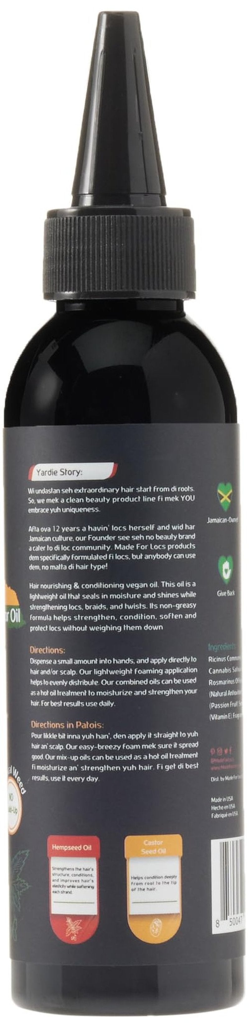 Made For Locs Jamaica Ganja Hemp Locs Oil | Lightweight, Foaming, Conditioning Oil with Tropical Scent - Ideal for Locs & Dreadlocks, 4 oz