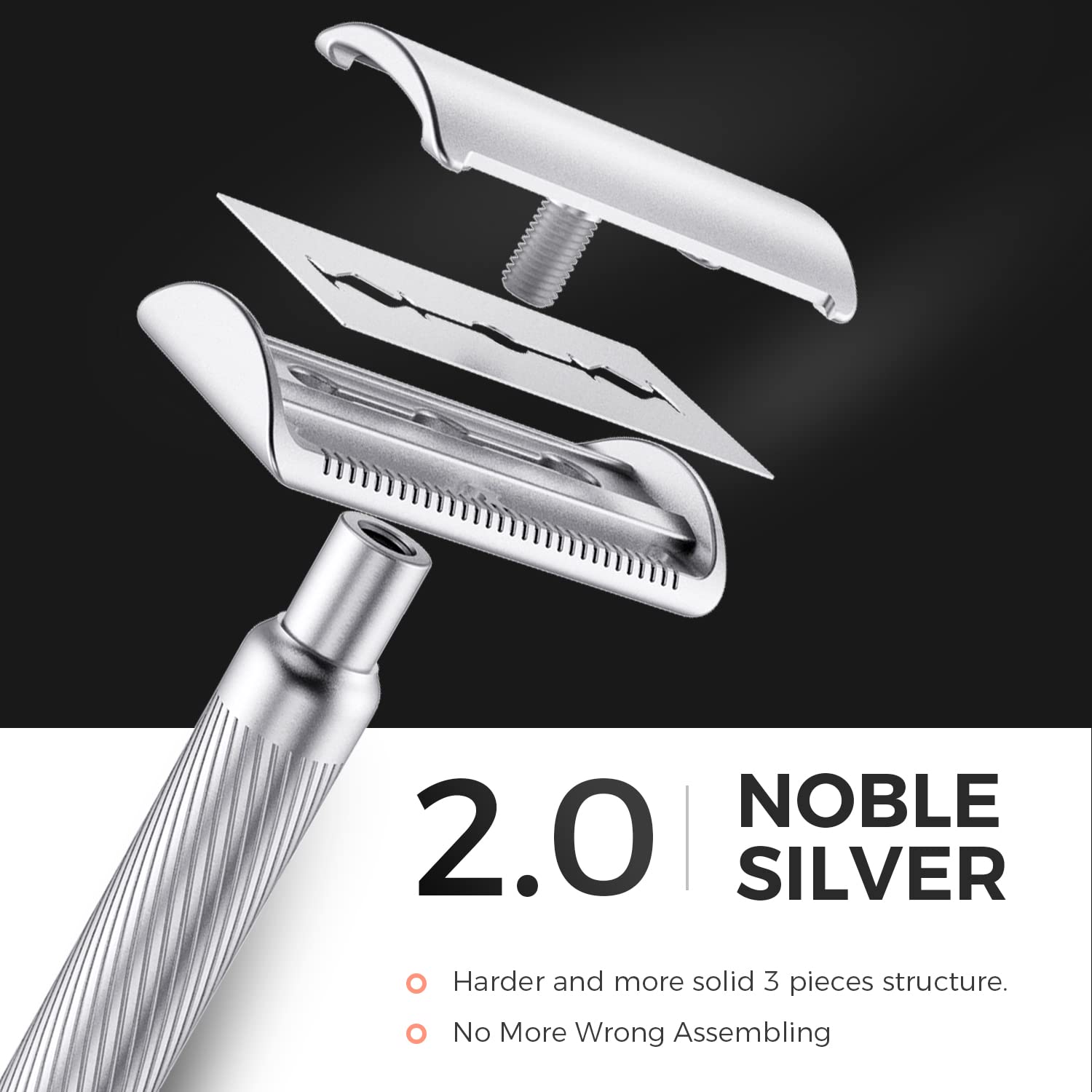 Double Edge Safety Razor, Metal Razor Includes 10 Double Edge Blades