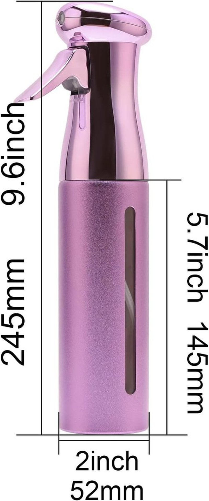 Salon Style Fine Mist Hair Spray Bottle - 10 Oz Luminous Aerosol-Free Water Sprayer for Hairstyling & Cleaning - Purple