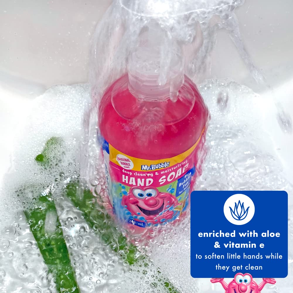 Mr. Bubble Kids Moisturizing Hand Soap, Gentle Sensitive Skin Formula Enriched with Nourishing Aloe Vera - Original Bubble Scent (Pack of 3 Bottles, 8.4 Fl Oz Each)