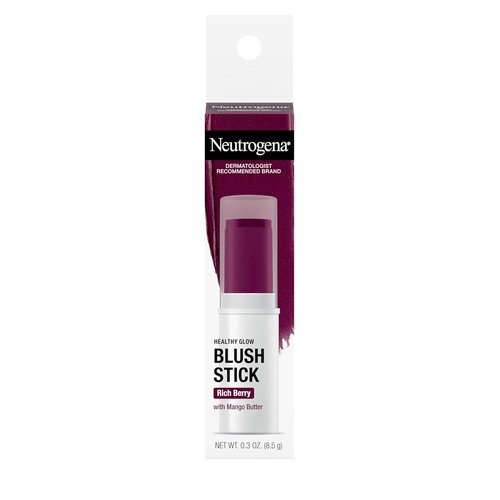 Neutrogena Healthy Glow Blush Stick - Ultra Creamy Cheek Color with Mango Butter | Rich Berry, 0.3 oz