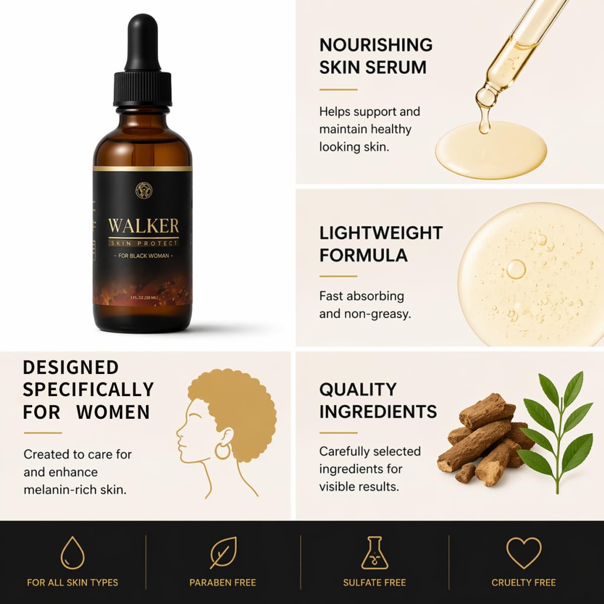 Walker Skin Protect Serum, Natural Advanced Firming Face Serum To Reduce Wrinkles to diminish dark circles and provide a lifting effect. Suitable for all skin types (1 PCS)