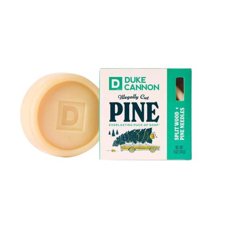Duke Cannon Illegally Cut Pine Soap for Men – Split Wood + Pine Needles Scent, Long-Lasting Puck of Soap, 10 oz Bar