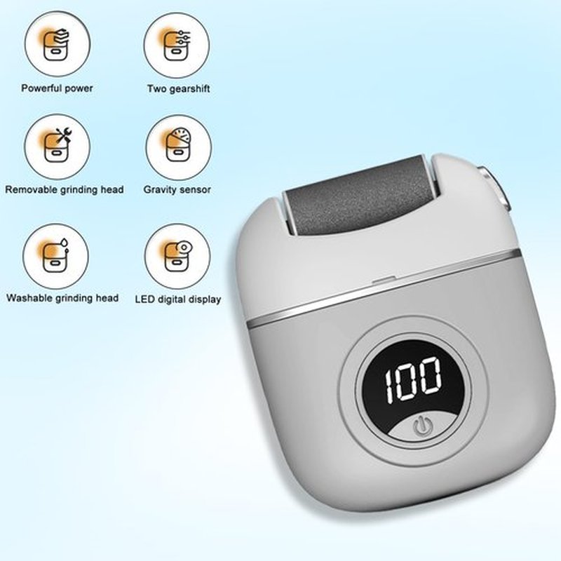 Electric Foot Callus Remover, 2024 New USB Rechargeable Foot Repair and Grinding Device, Heel Polisher Digital Display, Electric Foot Exfoliating Scrubber with 3 Grinding Heads 2 Speeds (Grey)