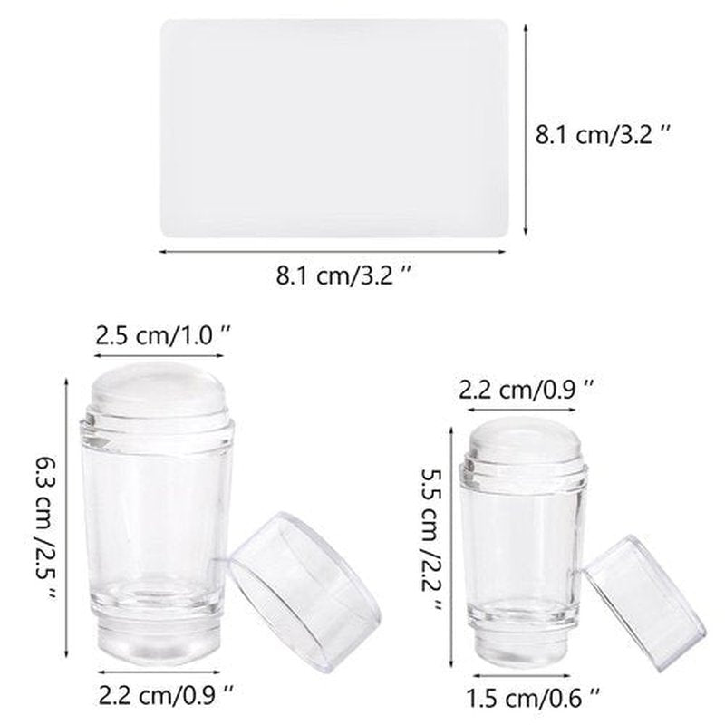 11 Pcs Nail Art Stamper Kit - 4Pcs Double Sided French Tip Nail Stamps with 4Pcs Nail Scrapers, 3Pcs Double-ended Nail Art Liner Brushes