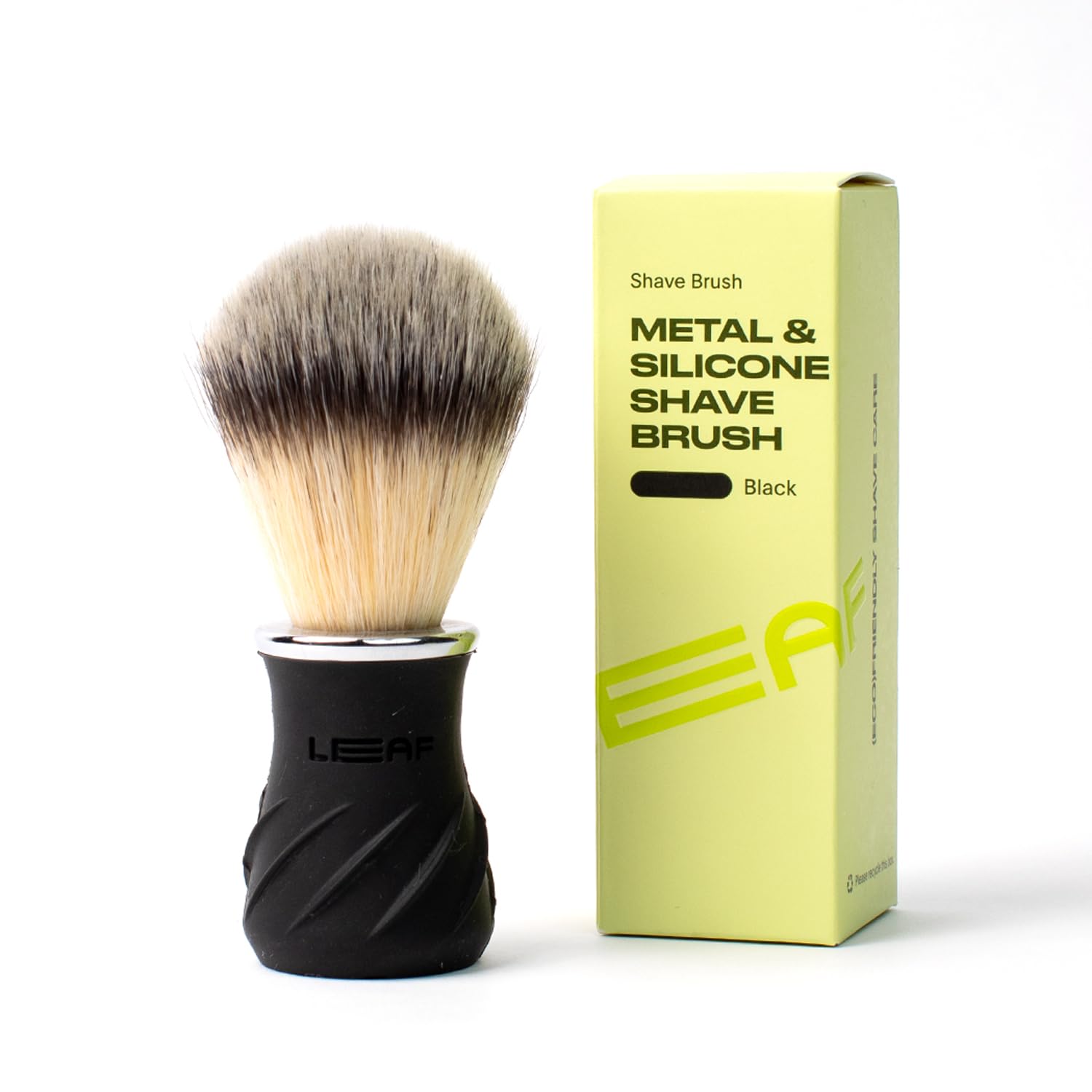 Leaf Shave Grooming Brush - Metal & Silicone Handle, Black