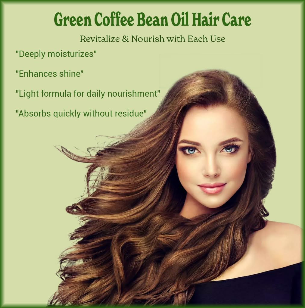 Natural Born Oils Green Coffee Bean Oil, 8oz, Organic, Cold-Pressed, Nutrient-Rich, Skin Elasticity Booster, Hair Nourisher