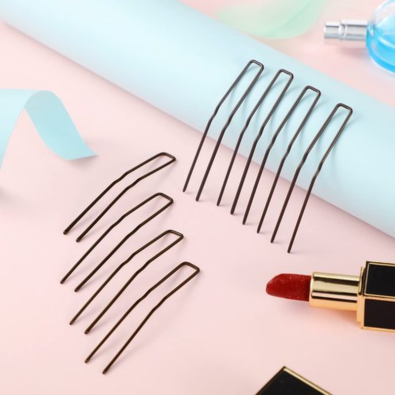 MTLEE 24 Pcs U Shaped Hair Pins, Ballet Bobby Pins for Updo with Storage Box, Metal U Bun Hair Forks for Women Girls, Thick Thin Long Curly Hair(Brown, 2.5 Inch, 3 Inch)