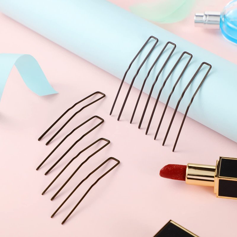 Waydress 36 Pieces U Shaped Hairpins Ballet Buns Bobby Pins Hair Styling Metal Hairpins for Updo Bun Bobby Pins for Women Lady Thick Thin Long Curly Hair(Brown, 2.5 Inches)