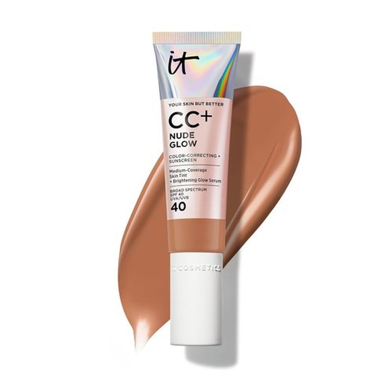 IT Cosmetics CC+ Nude Glow Foundation - Medium Coverage with SPF 40 & Brightening Serum, 1.08 fl oz