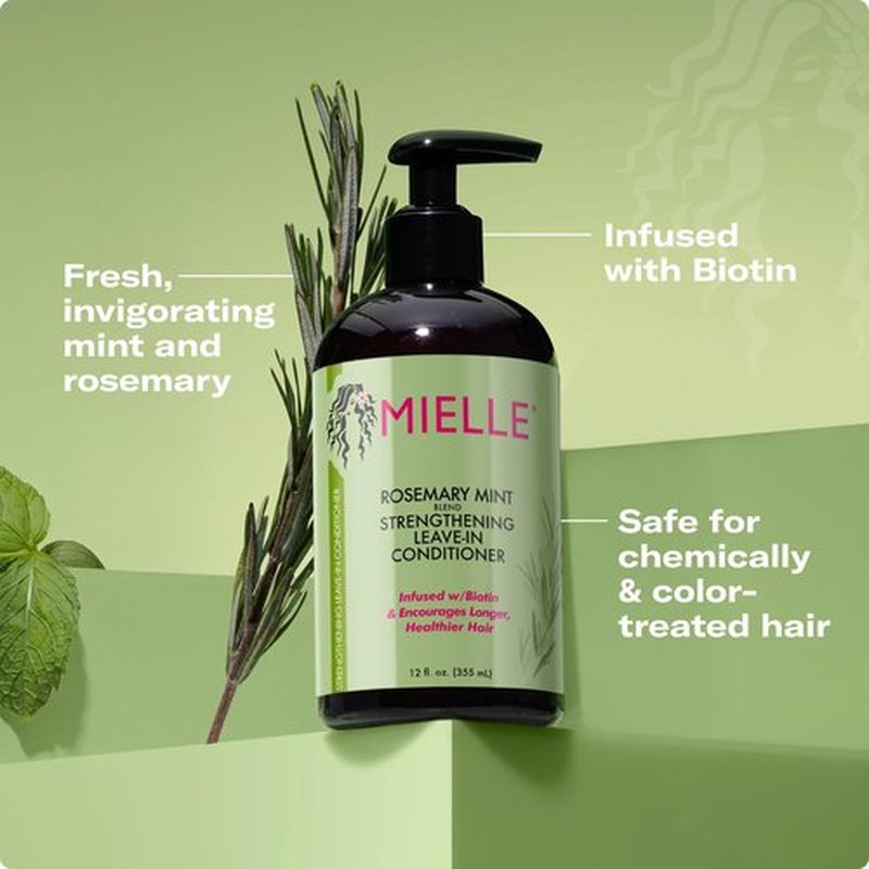 Mielle Organics Rosemary Mint Leave-In Conditioner - Hydrating Curly Hair Moisturizer with Biotin (12 Oz)