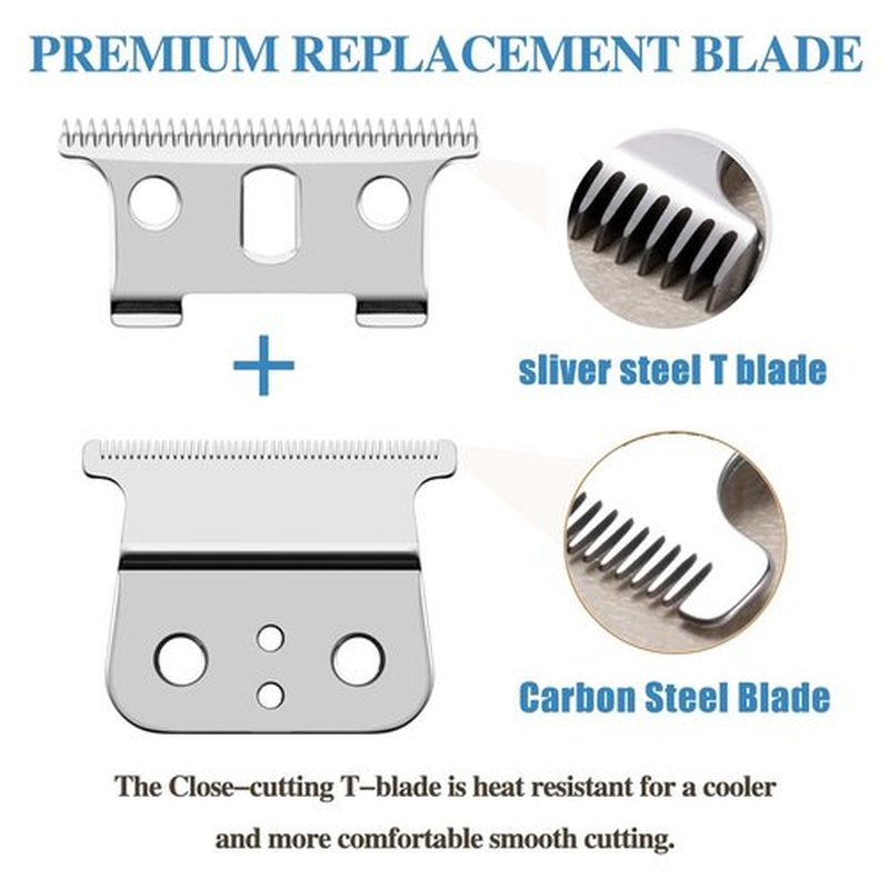 Andis T Outliner Blades - 2 Pack Silver Steel Replacement Blades for GTX Trimmer #04710 & #04521