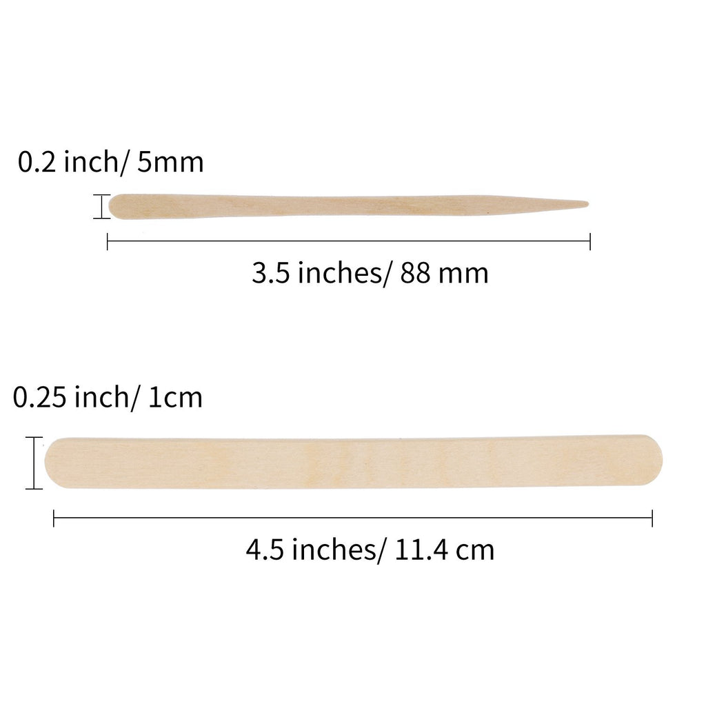 Senkary 500 Pieces Wooden Wax Sticks Waxing Spatula Applicators Wood Craft Sticks for Body Eyebrow Legs Face Hair Removal (Small and Large)
