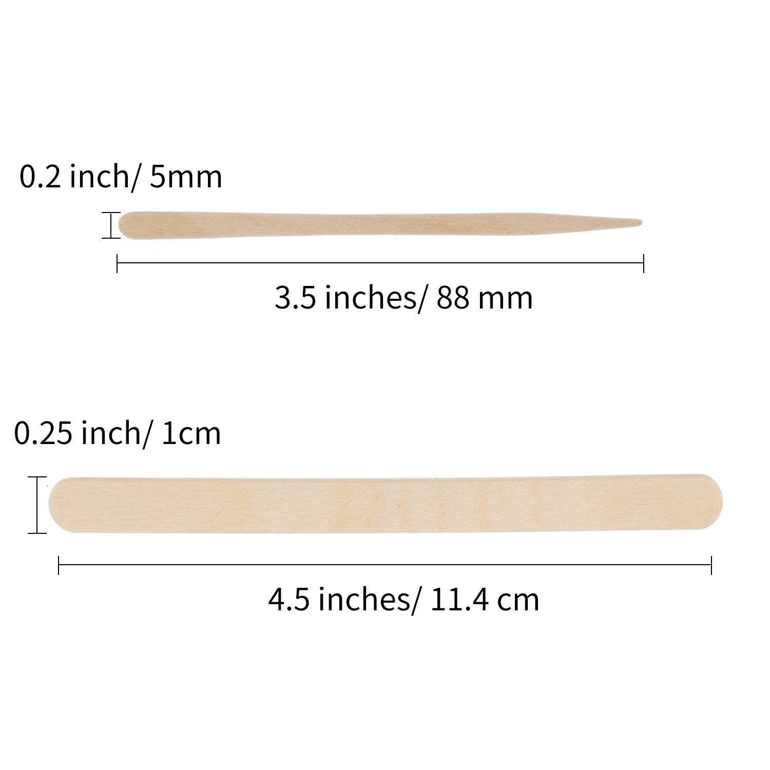 Senkary 500 Pieces Wooden Wax Sticks Waxing Spatula Applicators Wood Craft Sticks for Body Eyebrow Legs Face Hair Removal (Small and Large)