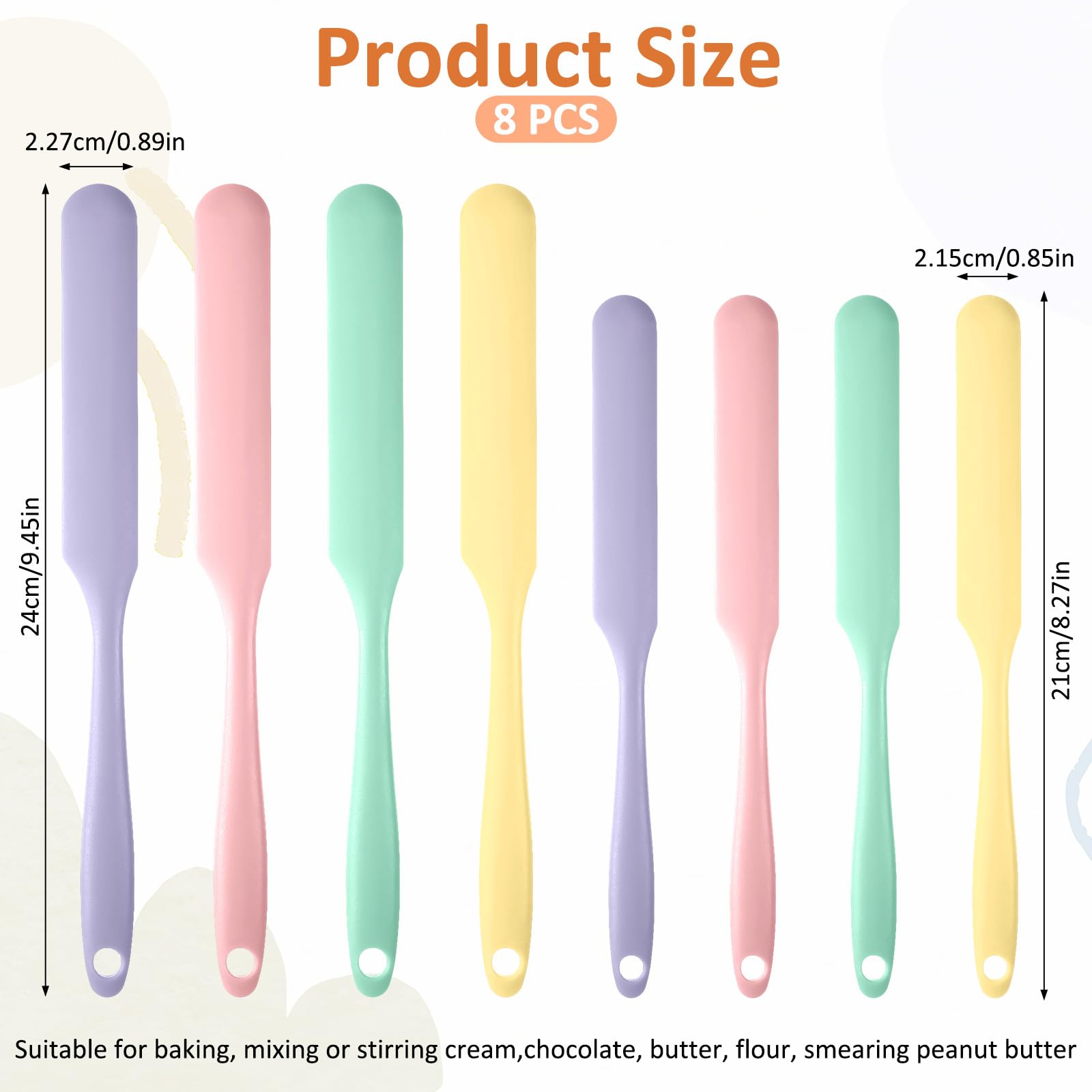 YBEATY 8 PCS Silicone Jar Spatulas Heat Resistant Kitchen Spatulas with Long Handle Cake Cream Butter Spatula Mixing Batter Scrape Jam Spreader for Jars Baking Cake Icing Kitchen Must Have