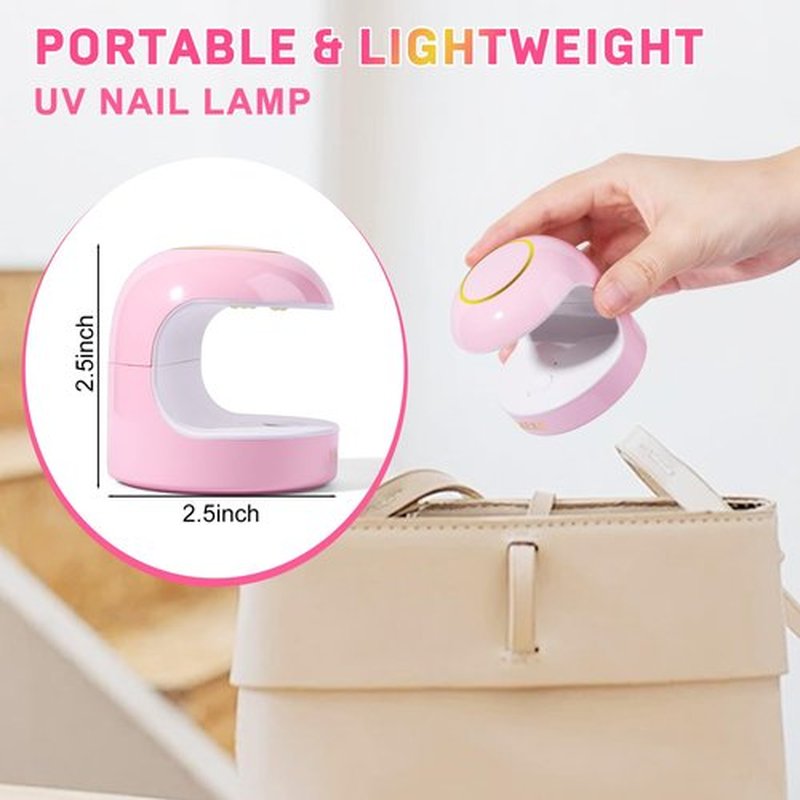 MEKK Mini UV Light for Gel Nails,18W Cordless Single Finger UV LED Nail Lamp,Portable Small Professional Flash Cure Lamp for Detail Work,Compact Design for Beginners,Travel,Home-Pink