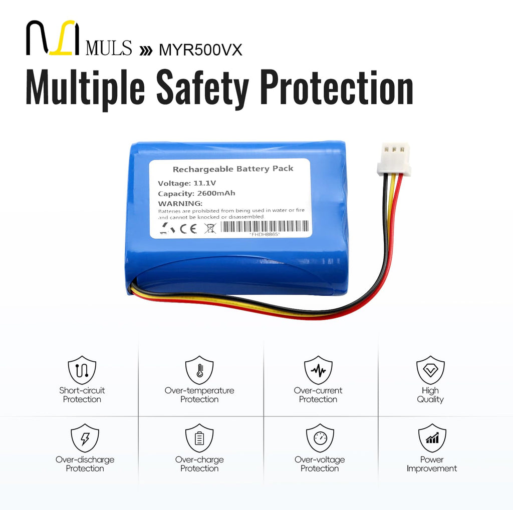 MULS 12J001609 Battery Replacement for Moneual Everybot RS500 RS700 Robot Vacuum Cleaner with Tools 11.1V 2600mAh