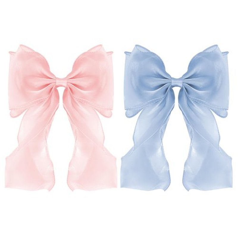 Large Hair Bow Clips for Women,Blue Pink Bow Hair Barrettes with Long Tail French Hair Ribbon Clips Hair Accessories for Girls (Light Blue,Light Pink)