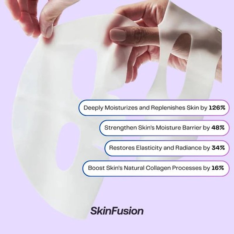 SkinFusion Bio-Collagen Sheet Face Masks (Overnight Restore, 5 Pack) with Retinol + Ceramides - Anti-Aging, Minimize Wrinkles and Pores, Deep Hydration, Firming - Gifts for Women - K Beauty