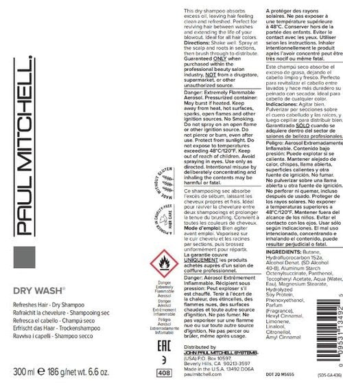 Paul Mitchell Dry Wash Dry Shampoo - Refreshing Formula for All Hair Types | 6.6 Oz
