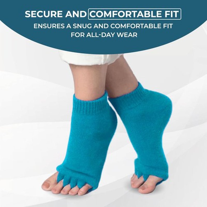 Happy Feet Toe Separator Alignment Socks - Comfortable Toe Separator Socks Massage Socks – Prevent Foot Cramp and hammertoes (Teal)