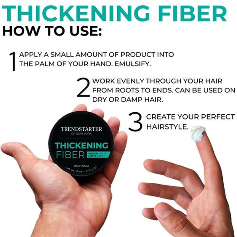 TRENDSTARTER Thickening Fiber Pomade - Medium Hold & Matte Finish - 4oz Water-Based Hair Clay