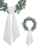 Skiennix White Linen-Style Wreath Sash - 2 Pieces, 55"x5.1" Blank Ribbon for DIY Embroidery & Monogram Decor