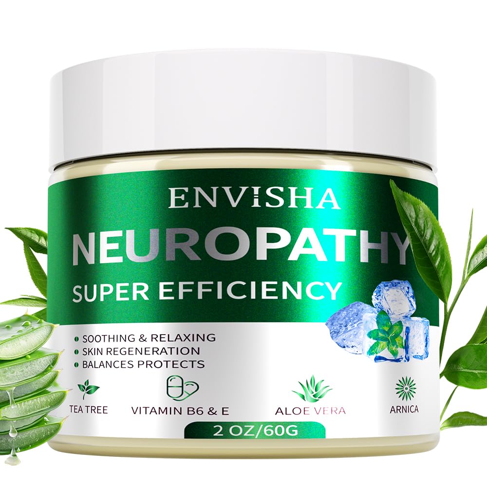 ENVISHA Neuropathy Cream with Menthol, Arnica, Aloe Vera, Emu, Vitamin B6, Extra Strength for Feet, Hands, Legs, 2oz