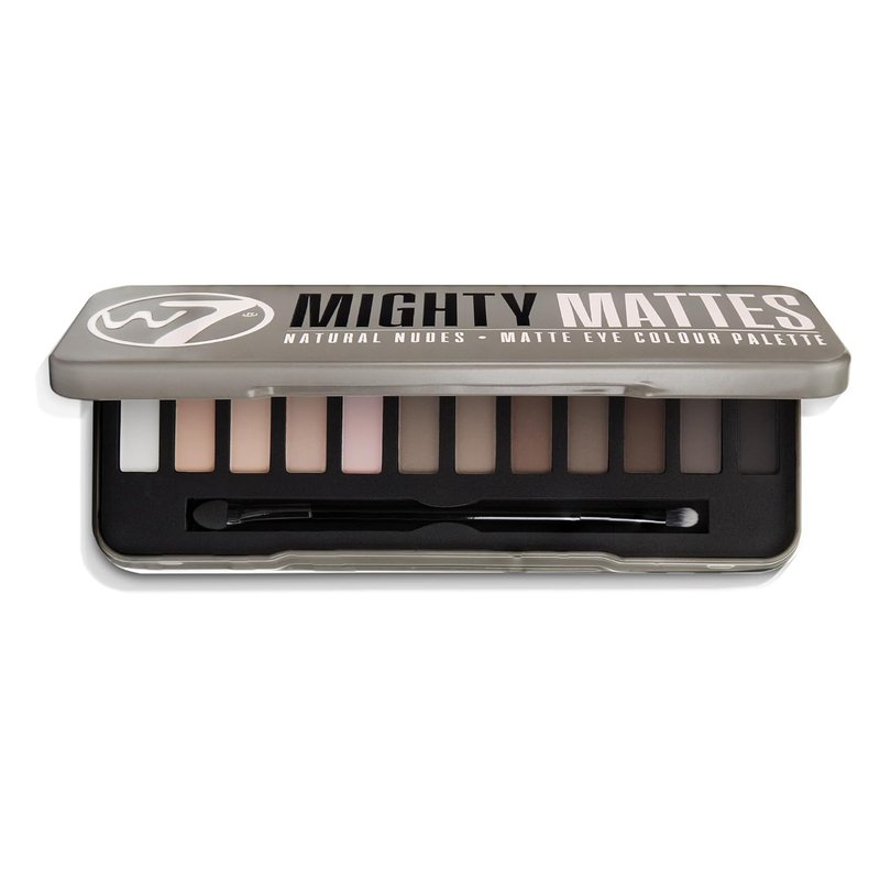 W7 Mighty Mattes Eyeshadow Palette - 12 Long-Lasting Matte Nude Shades for Flawless Makeup