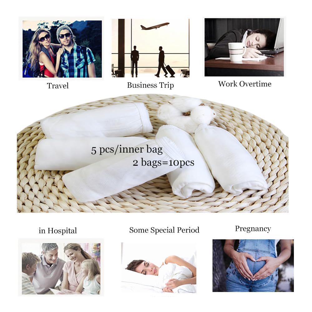 STARLY Women's Disposable Pure Cotton Underwear Travel Panties High Cut Granny Briefs (10pcs,White,M)