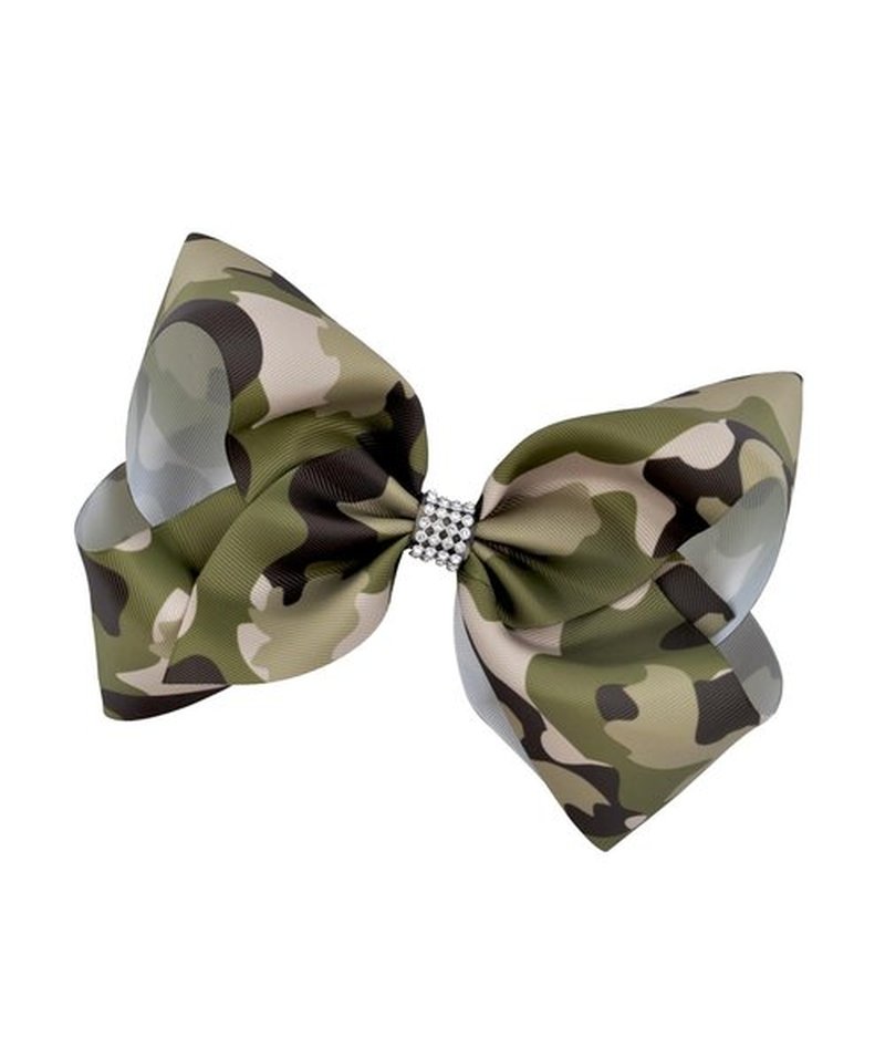 Camouflage Cheer Bow Green Tye Dye Come Hair Bowknot Camouflage Ponytail Holder Bow PHB03 (Hair Cllips Bow)